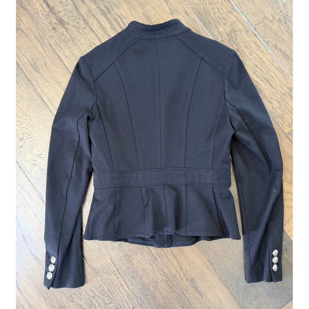 White House Black Market Military Blazer Black Silver‎ Crest Button Jacket 2 - Picture 3 of 3